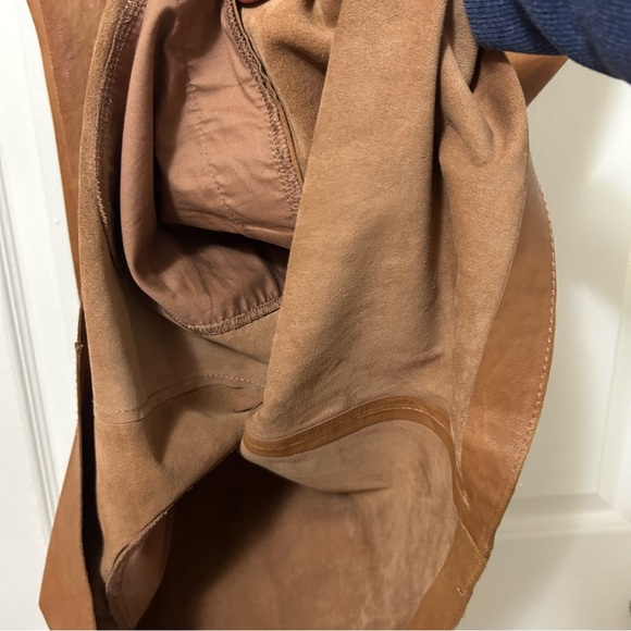 Vince Cognac Brown 100% Leather Mini Shift Dress Size 10 - Picture 13 of 16